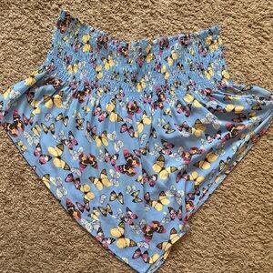 Blue Butterfly Print strapless top